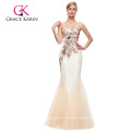 Grace Karin 2016 de longitud completa sin tirantes de albaricoque cariño pavo real largo sirena Prom Dresses GK000080-2